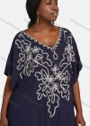 Wholesale Women's African Embroidery Robe Short Sleeve Kaftan Curved Hem Plus Size Maxi Dress - Liuhuamall