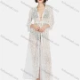 Wholesale Women's Casual Tie Front Hollow Out Plain Lace Long Cardigan preview
