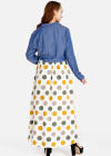 Wholesale Women's Casual Polka Dot Maxi Dress & Plain Long Sleeve Crop Tie Front Cardigan 2 Piece Set - Liuhuamall