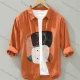 Men's Casual Shirt Collar 3/4 Sleeve Colorblock Button Down Shirt Orange Guangzhou Clothing Wholesale Market & Suppliers -LIUHUAMALL