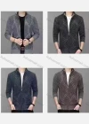 Wholesale Men's Casual Long Sleeve Stand Collar Zipper Geometric Pattern Jackets With Thermal Lined - Liuhuamall