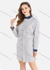 Wholesale Women's Casual Striped Long Sleeve Button Down Short Shirt Dress - Liuhuamall