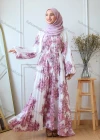 Wholesale Women's Lantern Sleeve High Waist Pleated Islamic Muslim Maxi Dress - Liuhuamall