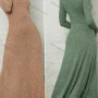 Wholesale Women's Casual Plain Rib-knit Mock Neck Long Sleeve Maxi Sweater Dress preview
