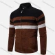 Wholesale Men's Casual Long Sleeve Full Zip Colorblock Chunky Knit Jackets Coffee Clothing Wholesale Market Liuhua