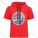 Wholesale Boy's Casual Graphic Short Sleeve Drawstring Hoodie Red Clothing Wholesale Market Liuhua