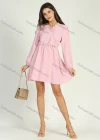 Wholesale Women's Casual V Neck Long Sleeve Ruffle Trims Wrap Short Dress - Liuhuamall