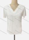 Wholesale Women's Casual V Neck Short Sleeve Rhinestone Blouse - Liuhuamall