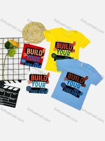 Wholesale Boy's Casual Letter Print Round Neck Short Sleeve Tee, LIUHUA CLOTHING WHOLESALE