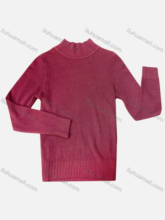 Wholesale Girl's Casual Mock Neck Long Sleeve Knit Sweater