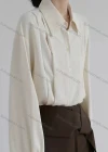 Wholesale Women's Casual Collared Shirt Sleeve Ruched Button Down Plain Shirt 783803# - Liuhuamall