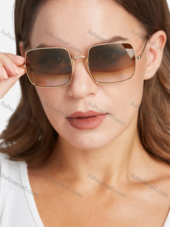 Wholesale Classic Metal Square Frame Ombre Lenses Sunglasses