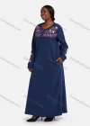 Wholesale Women's Vintage Crew Neck Button Front Long Sleeve Floral Embroidery Pattern Patch Pocket Maxi Nightgown - Liuhuamall