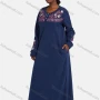 Wholesale Women's Vintage Crew Neck Button Front Long Sleeve Floral Embroidery Pattern Patch Pocket Maxi Nightgown preview