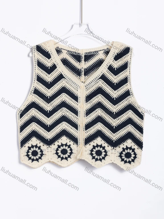 Wholesale Women's Casual Geometric Crochet V-Neck Vest
