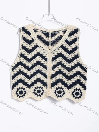 Wholesale Women's Casual Geometric Crochet V-Neck Vest