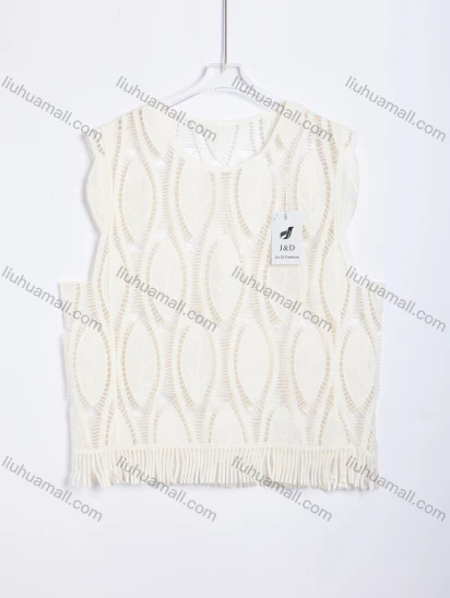 Wholesale Women's Casual Leaf Pattern Crochet Fringed Vest
