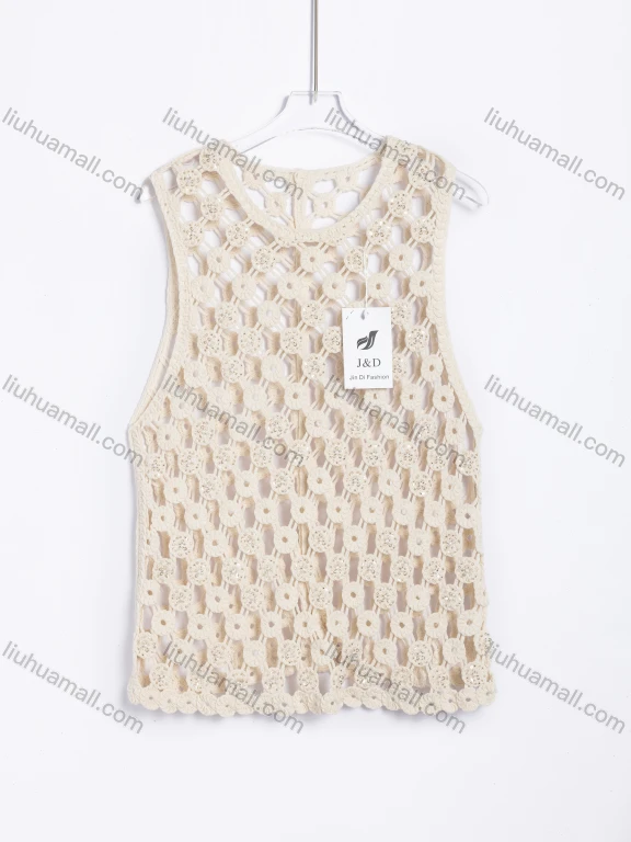 Wholesale Women's Casual Floral Crochet Sleeveless Vest