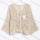 Wholesale Women's Casual Openwork Crochet V-Neck Cardigan Apricot Clothing Wholesale Market Liuhua