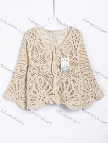 Wholesale Women's Casual Openwork Crochet V-Neck Cardigan