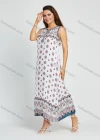 Wholesale Women's Sleeveless Keyhole Neck Allover Print Maxi Dress - Liuhuamall