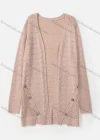 Wholesale Women's Plain Long Sleeve Rib-Knit Button Decor Cardigan - Liuhuamall