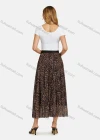 Wholesale Women's Elastic Waist Leopard Ruffle Hem Maxi Skirt - Liuhuamall