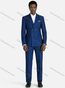 Wholesale Men's Formal Slim Fit Lapel Double Breasted Jacket Trousers 2-Pieces Suit Set, LIUHUA CLOTHING WHOLESALE