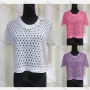 Wholesale Women's Causal Round Neck Hollow Out Plain Floral Knitted Top preview