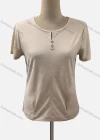 Wholesale Women's Casual Keyhole Neck Short Sleeve Button Decor Blouse - Liuhuamall