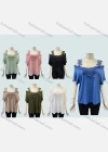 Wholesale Women's Casual Plain Splicing Appliques Cold Shoulder Lace Straps Blouse - Liuhuamall