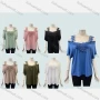 Wholesale Women's Casual Plain Splicing Appliques Cold Shoulder Lace Straps Blouse preview