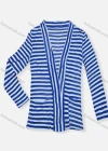 Wholesale Women's Casual Long Sleeve Striped Pockets Cardigan - Liuhuamall