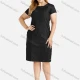 Wholesale Women's Plus Size Casual Round Neck Zipper Knee Length Denim Dress Black Clothing Wholesale Market Liuhua