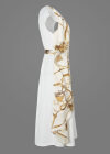 Wholesale Women's Casual Chain Print Splicing Round Neck Ruffle Trim Maxi Dress With Belt - Liuhuamall