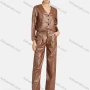 Wholesale Women's Casual Plain V Neck Leather Jacket & Pants 2-Piece Set 9165-1# preview