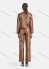 Wholesale Women's Casual Plain V Neck Leather Jacket & Pants 2-Piece Set 9165-1# - Liuhuamall