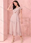 Wholesale Women's Casual Plain Ruffle Trim Short Sleeve Ruffle Hem Midi Dress With Belt - Liuhuamall