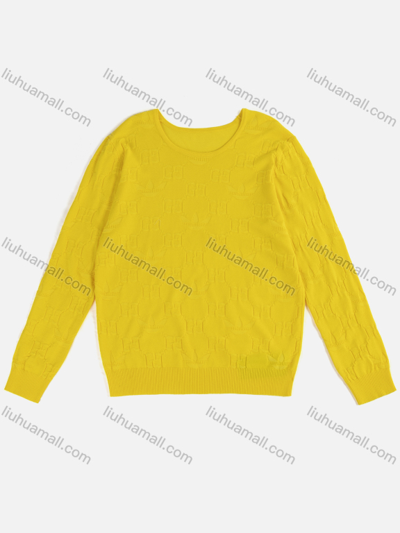 Wholesale Women's Causal Crew Neck Long Sleeve Plain Knit Sweater 2410#