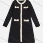 Wholesale Women's Casual Crew Neck Fake Pockets Button Down Splicing Long Cardigan 2402# preview