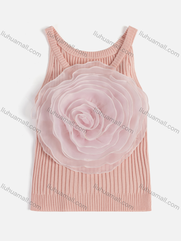 Wholesale Women's Casual Rib Knit 3D-Floral Tank Top 2430#