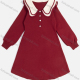 Wholesale Women's Cute A-Line Peter Pan Collar Button Decor Short Dress 2440# Dark Red Wholesale Clothing Market & Suppliers -LIUHUAMALL