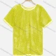 Wholesale Women's Vacation Mesh Beachwear Top Breathable See Through Cover Up Yellow Clothing Wholesale Market Liuhua