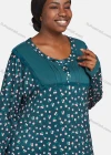 Wholesale Women's Vintage Long Sleeve Drop Shoulder Allover Print Lace Trim Pleated Button Front Maxi Nightgown 1478-237910# - Liuhuamall