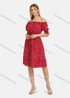Wholesale Women's Casual Shirred Short Sleeve Allover Print Off Shoulder Knee Length Dress - Liuhuamall