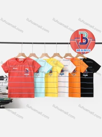 Wholesale Boy's Casual Striped Round Neck Short Sleeve Modal Cotton Tee, LIUHUA CLOTHING WHOLESALE