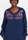 Wholesale Women's Vintage Crew Neck Button Front Long Sleeve Floral Embroidery Pattern Patch Pocket Maxi Nightgown - Liuhuamall