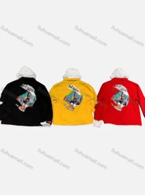 Wholesale Men's Casual Hooded Cartoon Print Flap Pockets Shirt Jacket & Sweatshirt Set, LIUHUA CLOTHING WHOLESALE