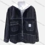 Wholesale Men's Casual Hooded Striped Flap Pockets Shirt Jacket & Sweatshirt Set preview
