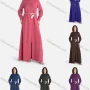 Wholesale Women's Casual Plain Mock Neck Zipper Tie Front Long Sleeve Maxi Dress With Belt V1093-2# preview